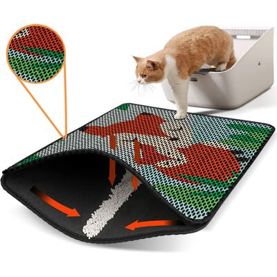 Covoras litiera pentru colectarea granulelor de nisip, Paws & Whiskers, Nrszn0097, 50% PVC/50% poliester, Multicolor Covoras litiera pentru colectarea granulelor de nisip, Paws & Whiskers, Nrszn0097, 50% PVC/50% poliester, Multicolor