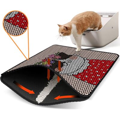 Covoras litiera pentru colectarea granulelor de nisip, Paws & Whiskers, Nrszn0160, 50% PVC/50% poliester, Multicolor Covoras litiera pentru colectarea granulelor de nisip, Paws & Whiskers, Nrszn0160, 50% PVC/50% poliester, Multicolor