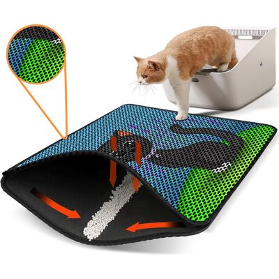 Covoras litiera pentru colectarea granulelor de nisip, Paws & Whiskers, Nrszn0156, 50% PVC/50% poliester, Multicolor Covoras litiera pentru colectarea granulelor de nisip, Paws & Whiskers, Nrszn0156, 50% PVC/50% poliester, Multicolor