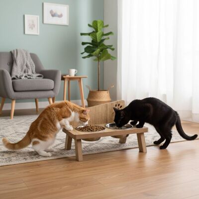 Bol pentru hrana animale de companie, Paws & Whiskers, Tori, MDF (Grosime: 1,8 mm, Lemn Bol pentru hrana animale de companie, Paws & Whiskers, Tori, MDF (Grosime: 1,8 mm, Lemn