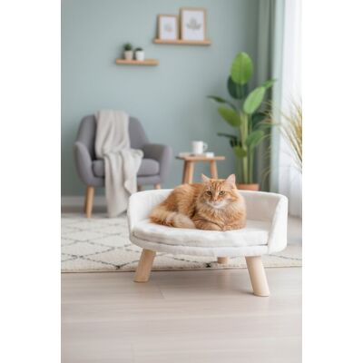 Pat pentru pisici, Paws & Whiskers, Diana, Tesatura Welsoft, Alb Pat pentru pisici, Paws & Whiskers, Diana, Tesatura Welsoft, Alb