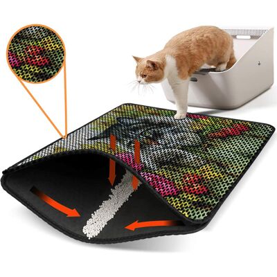 Covoras litiera pentru colectarea granulelor de nisip, Paws & Whiskers, Nrszn0108, 50% PVC/50% poliester, Multicolor Covoras litiera pentru colectarea granulelor de nisip, Paws & Whiskers, Nrszn0108, 50% PVC/50% poliester, Multicolor