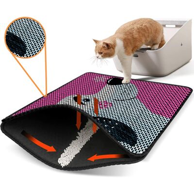 Covoras litiera pentru colectarea granulelor de nisip, Paws & Whiskers, Nrszn0212, 50% PVC/50% poliester, Multicolor Covoras litiera pentru colectarea granulelor de nisip, Paws & Whiskers, Nrszn0212, 50% PVC/50% poliester, Multicolor