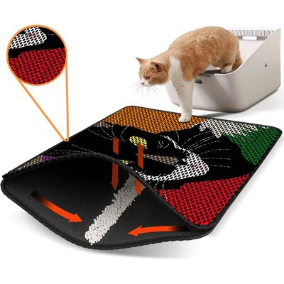 Covoras litiera pentru colectarea granulelor de nisip, Paws & Whiskers, Nrszn0247, 50% PVC/50% poliester, Multicolor Covoras litiera pentru colectarea granulelor de nisip, Paws & Whiskers, Nrszn0247, 50% PVC/50% poliester, Multicolor