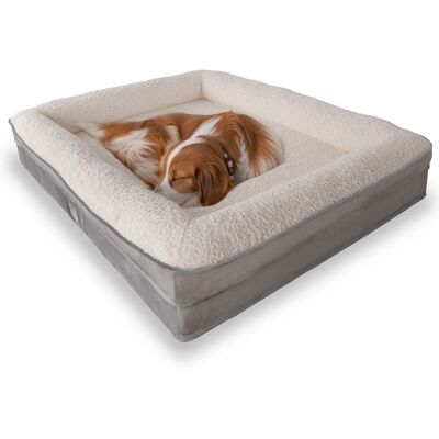 Pat pentru animale de companie, Paws & Whiskers, Felix Dog L, Material exterior: 100% poliester, Gri/Alb Pat pentru animale de companie, Paws & Whiskers, Felix Dog L, Material exterior: 100% poliester, Gri/Alb