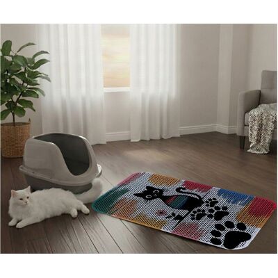 Covoras litiera pentru colectarea granulelor de nisip, Paws & Whiskers, Cat Lıtter Mat 68, Multicolor Covoras litiera pentru colectarea granulelor de nisip, Paws & Whiskers, Cat Lıtter Mat 68, Multicolor
