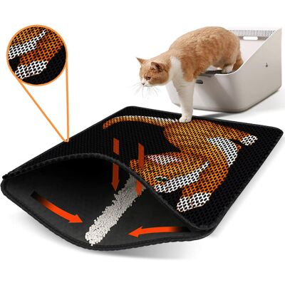 Covoras litiera pentru colectarea granulelor de nisip, Paws & Whiskers, Nrszn0118, 50% PVC/50% poliester, Multicolor Covoras litiera pentru colectarea granulelor de nisip, Paws & Whiskers, Nrszn0118, 50% PVC/50% poliester, Multicolor