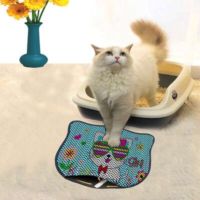 Covoras litiera pentru colectarea granulelor de nisip, Paws & Whiskers, Kdkafa0048, 50% PVC/50% poliester, Multicolor Covoras litiera pentru colectarea granulelor de nisip, Paws & Whiskers, Kdkafa0048, 50% PVC/50% poliester, Multicolor