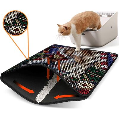 Covoras litiera pentru colectarea granulelor de nisip, Paws & Whiskers, Nrszn0166, 50% PVC/50% poliester, Multicolor Covoras litiera pentru colectarea granulelor de nisip, Paws & Whiskers, Nrszn0166, 50% PVC/50% poliester, Multicolor