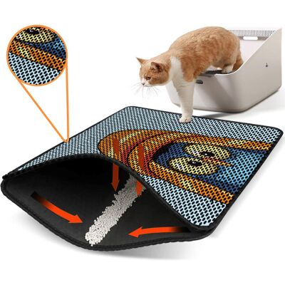 Covoras litiera pentru colectarea granulelor de nisip, Paws & Whiskers, Nrszn0080, 50% PVC/50% poliester, Multicolor Covoras litiera pentru colectarea granulelor de nisip, Paws & Whiskers, Nrszn0080, 50% PVC/50% poliester, Multicolor