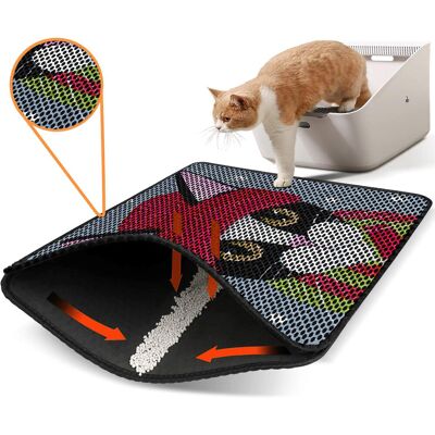 Covoras litiera pentru colectarea granulelor de nisip, Paws & Whiskers, Nrszn0174, 50% PVC/50% poliester, Multicolor Covoras litiera pentru colectarea granulelor de nisip, Paws & Whiskers, Nrszn0174, 50% PVC/50% poliester, Multicolor