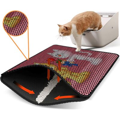 Covoras litiera pentru colectarea granulelor de nisip, Paws & Whiskers, Nrszn0151, 50% PVC/50% poliester, Multicolor Covoras litiera pentru colectarea granulelor de nisip, Paws & Whiskers, Nrszn0151, 50% PVC/50% poliester, Multicolor