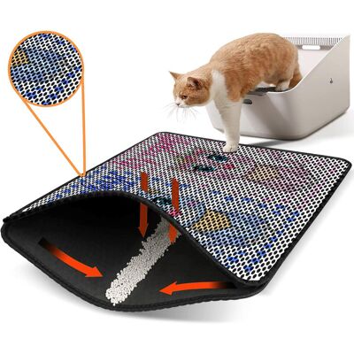 Covoras litiera pentru colectarea granulelor de nisip, Paws & Whiskers, Nrszn0197, 50% PVC/50% poliester, Multicolor Covoras litiera pentru colectarea granulelor de nisip, Paws & Whiskers, Nrszn0197, 50% PVC/50% poliester, Multicolor
