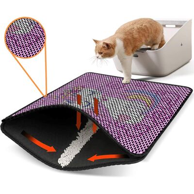 Covoras litiera pentru colectarea granulelor de nisip, Paws & Whiskers, Nrszn0161, 50% PVC/50% poliester, Multicolor Covoras litiera pentru colectarea granulelor de nisip, Paws & Whiskers, Nrszn0161, 50% PVC/50% poliester, Multicolor