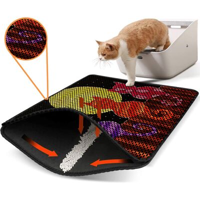 Covoras litiera pentru colectarea granulelor de nisip, Paws & Whiskers, Nrszn0107, 50% PVC/50% poliester, Multicolor Covoras litiera pentru colectarea granulelor de nisip, Paws & Whiskers, Nrszn0107, 50% PVC/50% poliester, Multicolor