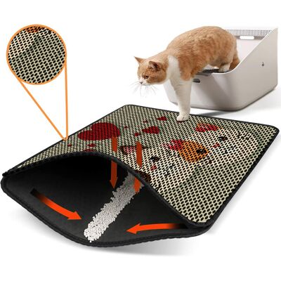 Covoras litiera pentru colectarea granulelor de nisip, Paws & Whiskers, Nrszn0087, 50% PVC/50% poliester, Multicolor Covoras litiera pentru colectarea granulelor de nisip, Paws & Whiskers, Nrszn0087, 50% PVC/50% poliester, Multicolor