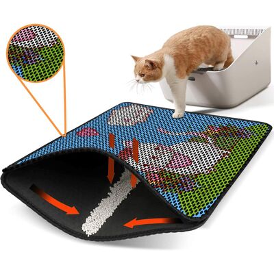 Covoras litiera pentru colectarea granulelor de nisip, Paws & Whiskers, Nrszn0055, 50% PVC/50% poliester, Multicolor Covoras litiera pentru colectarea granulelor de nisip, Paws & Whiskers, Nrszn0055, 50% PVC/50% poliester, Multicolor