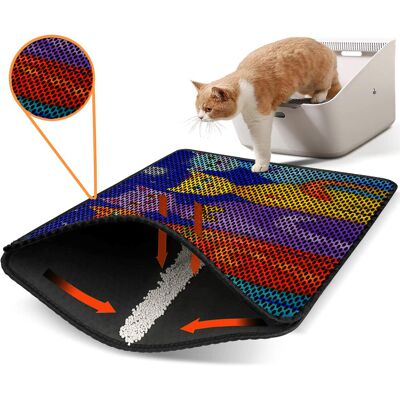 Covoras litiera pentru colectarea granulelor de nisip, Paws & Whiskers, Nrszn0121, 50% PVC/50% poliester, Multicolor Covoras litiera pentru colectarea granulelor de nisip, Paws & Whiskers, Nrszn0121, 50% PVC/50% poliester, Multicolor