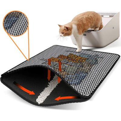 Covoras litiera pentru colectarea granulelor de nisip, Paws & Whiskers, Nrszn0013, 50% PVC/50% poliester, Multicolor Covoras litiera pentru colectarea granulelor de nisip, Paws & Whiskers, Nrszn0013, 50% PVC/50% poliester, Multicolor
