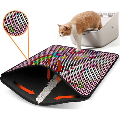 Covoras litiera pentru colectarea granulelor de nisip, Paws & Whiskers, Nrszn0047, 50% PVC/50% poliester, Multicolor Covoras litiera pentru colectarea granulelor de nisip, Paws & Whiskers, Nrszn0047, 50% PVC/50% poliester, Multicolor