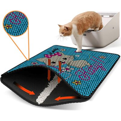 Covoras litiera pentru colectarea granulelor de nisip, Paws & Whiskers, Nrszn0066, 50% PVC/50% poliester, Multicolor Covoras litiera pentru colectarea granulelor de nisip, Paws & Whiskers, Nrszn0066, 50% PVC/50% poliester, Multicolor