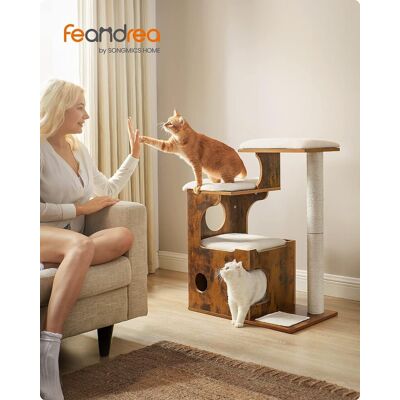 Ansamblu de joaca pisici / arbore pentru pisici, Feandrea, cu rampa pentru zgariat, 66x42x88 cm, PAL/plus/sisal, maro Ansamblu de joaca pisici / arbore pentru pisici, Feandrea, cu rampa pentru zgariat, 66x42x88 cm, PAL/plus/sisal, maro
