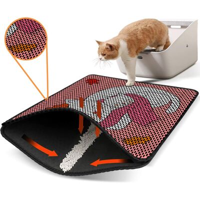 Covoras litiera pentru colectarea granulelor de nisip, Paws & Whiskers, Nrszn0084, 50% PVC/50% poliester, Multicolor Covoras litiera pentru colectarea granulelor de nisip, Paws & Whiskers, Nrszn0084, 50% PVC/50% poliester, Multicolor