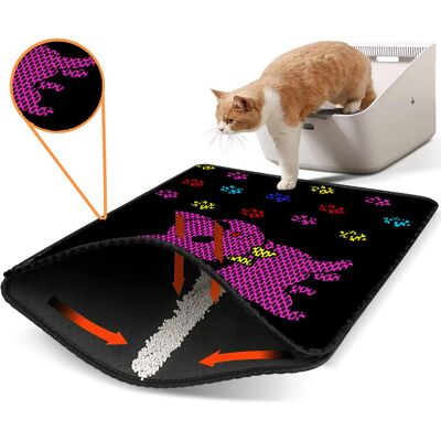 Covoras litiera pentru colectarea granulelor de nisip, Paws & Whiskers, Nrszn0104, 50% PVC/50% poliester, Multicolor Covoras litiera pentru colectarea granulelor de nisip, Paws & Whiskers, Nrszn0104, 50% PVC/50% poliester, Multicolor