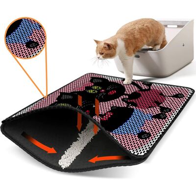 Covoras litiera pentru colectarea granulelor de nisip, Paws & Whiskers, Nrszn0235, 50% PVC/50% poliester, Multicolor Covoras litiera pentru colectarea granulelor de nisip, Paws & Whiskers, Nrszn0235, 50% PVC/50% poliester, Multicolor