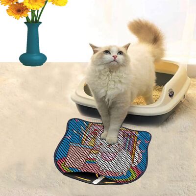 Covoras litiera pentru colectarea granulelor de nisip, Paws & Whiskers, Kdkafa0053, 50% PVC/50% poliester, Multicolor Covoras litiera pentru colectarea granulelor de nisip, Paws & Whiskers, Kdkafa0053, 50% PVC/50% poliester, Multicolor