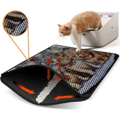 Covoras litiera pentru colectarea granulelor de nisip, Paws & Whiskers, Nrszn0172, 50% PVC/50% poliester, Multicolor Covoras litiera pentru colectarea granulelor de nisip, Paws & Whiskers, Nrszn0172, 50% PVC/50% poliester, Multicolor
