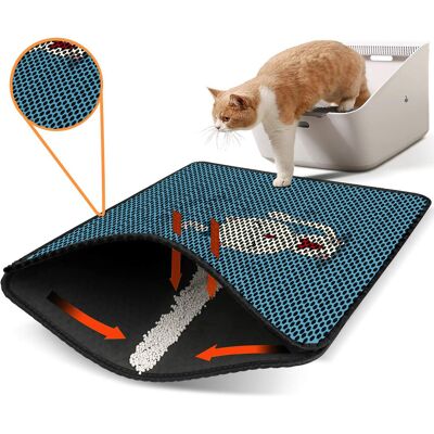 Covoras litiera pentru colectarea granulelor de nisip, Paws & Whiskers, Nrszn0034, 50% PVC/50% poliester, Multicolor Covoras litiera pentru colectarea granulelor de nisip, Paws & Whiskers, Nrszn0034, 50% PVC/50% poliester, Multicolor