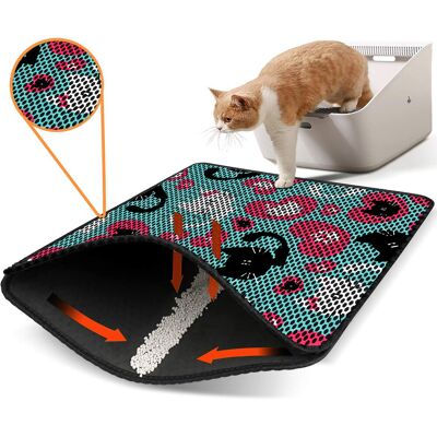 Covoras litiera pentru colectarea granulelor de nisip, Paws & Whiskers, Nrszn0186, 50% PVC/50% poliester, Multicolor Covoras litiera pentru colectarea granulelor de nisip, Paws & Whiskers, Nrszn0186, 50% PVC/50% poliester, Multicolor