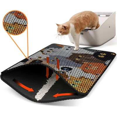 Covoras litiera pentru colectarea granulelor de nisip, Paws & Whiskers, Nrszn0008, 50% PVC/50% poliester, Multicolor Covoras litiera pentru colectarea granulelor de nisip, Paws & Whiskers, Nrszn0008, 50% PVC/50% poliester, Multicolor
