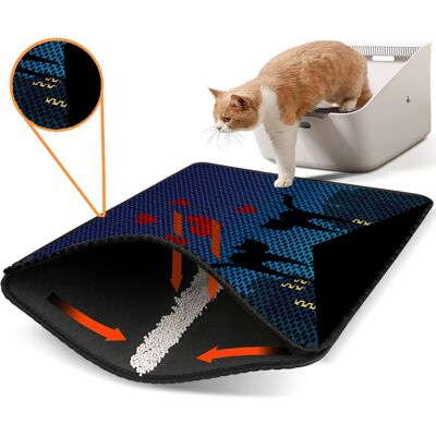 Covoras litiera pentru colectarea granulelor de nisip, Paws & Whiskers, Nrszn0246, 50% PVC/50% poliester, Multicolor Covoras litiera pentru colectarea granulelor de nisip, Paws & Whiskers, Nrszn0246, 50% PVC/50% poliester, Multicolor