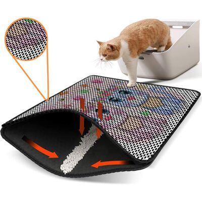 Covoras litiera pentru colectarea granulelor de nisip, Paws & Whiskers, Nrszn0199, 50% PVC/50% poliester, Multicolor Covoras litiera pentru colectarea granulelor de nisip, Paws & Whiskers, Nrszn0199, 50% PVC/50% poliester, Multicolor