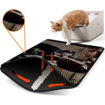 Covoras litiera pentru colectarea granulelor de nisip, Paws & Whiskers, Nrszn0007, 50% PVC/50% poliester, Multicolor Covoras litiera pentru colectarea granulelor de nisip, Paws & Whiskers, Nrszn0007, 50% PVC/50% poliester, Multicolor