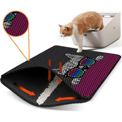 Covoras litiera pentru colectarea granulelor de nisip, Paws & Whiskers, Nrszn0224, 50% PVC/50% poliester, Multicolor Covoras litiera pentru colectarea granulelor de nisip, Paws & Whiskers, Nrszn0224, 50% PVC/50% poliester, Multicolor