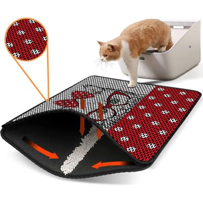 Covoras litiera pentru colectarea granulelor de nisip, Paws & Whiskers, Nrszn0256, 50% PVC/50% poliester, Multicolor Covoras litiera pentru colectarea granulelor de nisip, Paws & Whiskers, Nrszn0256, 50% PVC/50% poliester, Multicolor