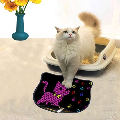 Covoras litiera pentru colectarea granulelor de nisip, Paws & Whiskers, Kdkafa0104, 50% PVC/50% poliester, Multicolor Covoras litiera pentru colectarea granulelor de nisip, Paws & Whiskers, Kdkafa0104, 50% PVC/50% poliester, Multicolor
