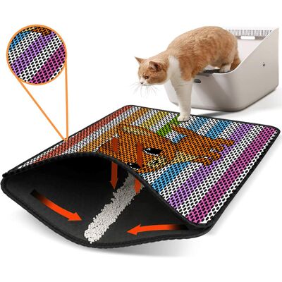 Covoras litiera pentru colectarea granulelor de nisip, Paws & Whiskers, Nrszn0239, 50% PVC/50% poliester, Multicolor Covoras litiera pentru colectarea granulelor de nisip, Paws & Whiskers, Nrszn0239, 50% PVC/50% poliester, Multicolor