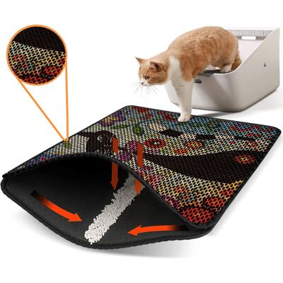Covoras litiera pentru colectarea granulelor de nisip, Paws & Whiskers, Nrszn0110, 50% PVC/50% poliester, Multicolor Covoras litiera pentru colectarea granulelor de nisip, Paws & Whiskers, Nrszn0110, 50% PVC/50% poliester, Multicolor