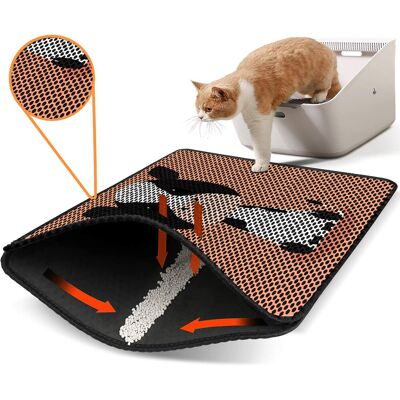 Covoras litiera pentru colectarea granulelor de nisip, Paws & Whiskers, Nrszn0076, 50% PVC/50% poliester, Multicolor Covoras litiera pentru colectarea granulelor de nisip, Paws & Whiskers, Nrszn0076, 50% PVC/50% poliester, Multicolor