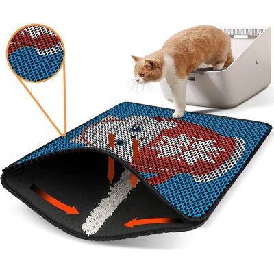Covoras litiera pentru colectarea granulelor de nisip, Paws & Whiskers, Nrszn0060, 50% PVC/50% poliester, Multicolor Covoras litiera pentru colectarea granulelor de nisip, Paws & Whiskers, Nrszn0060, 50% PVC/50% poliester, Multicolor