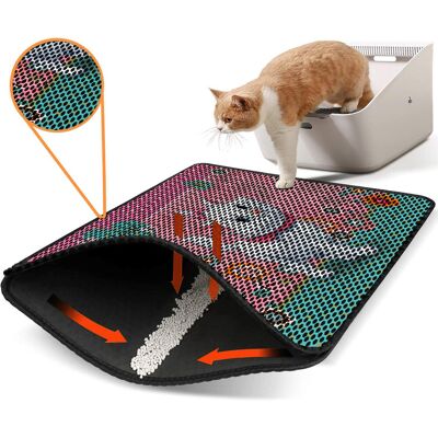 Covoras litiera pentru colectarea granulelor de nisip, Paws & Whiskers, Nrszn0140, 50% PVC/50% poliester, Multicolor Covoras litiera pentru colectarea granulelor de nisip, Paws & Whiskers, Nrszn0140, 50% PVC/50% poliester, Multicolor