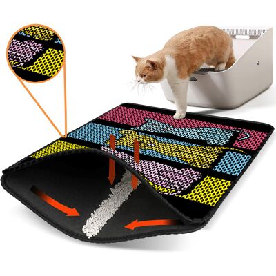 Covoras litiera pentru colectarea granulelor de nisip, Paws & Whiskers, Nrszn0040, 50% PVC/50% poliester, Multicolor Covoras litiera pentru colectarea granulelor de nisip, Paws & Whiskers, Nrszn0040, 50% PVC/50% poliester, Multicolor