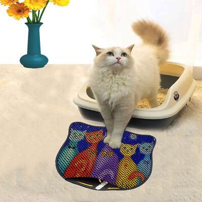 Covoras litiera pentru colectarea granulelor de nisip, Paws & Whiskers, Kdkafa0121, 50% PVC/50% poliester, Multicolor Covoras litiera pentru colectarea granulelor de nisip, Paws & Whiskers, Kdkafa0121, 50% PVC/50% poliester, Multicolor