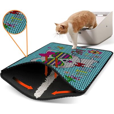 Covoras litiera pentru colectarea granulelor de nisip, Paws & Whiskers, Nrszn0048, 50% PVC/50% poliester, Multicolor Covoras litiera pentru colectarea granulelor de nisip, Paws & Whiskers, Nrszn0048, 50% PVC/50% poliester, Multicolor