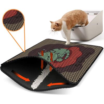 Covoras litiera pentru colectarea granulelor de nisip, Paws & Whiskers, Nrszn0046, 50% PVC/50% poliester, Multicolor Covoras litiera pentru colectarea granulelor de nisip, Paws & Whiskers, Nrszn0046, 50% PVC/50% poliester, Multicolor