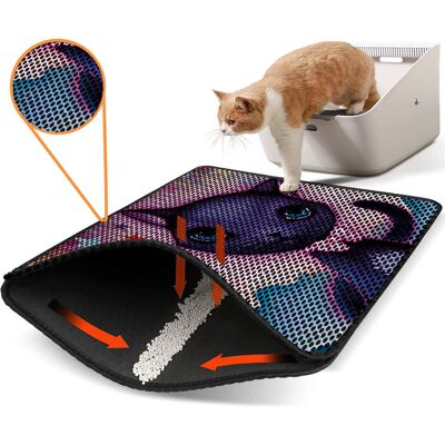 Covoras litiera pentru colectarea granulelor de nisip, Paws & Whiskers, Nrszn0112, 50% PVC/50% poliester, Multicolor Covoras litiera pentru colectarea granulelor de nisip, Paws & Whiskers, Nrszn0112, 50% PVC/50% poliester, Multicolor